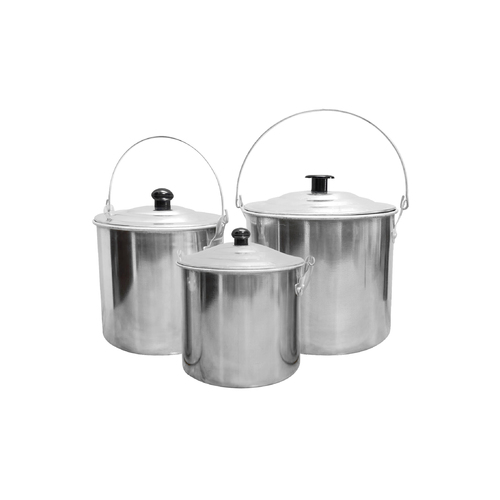 Billy Can Set Camping Pots w/ Bail Bundles Aluminium Metal 3 Piece Silver 