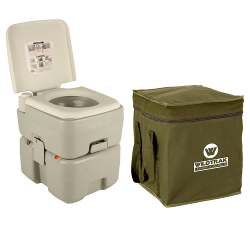 Portable Toilet + Canvas Carry Bag Set 20L Capacity With Pump Deluxe Loo