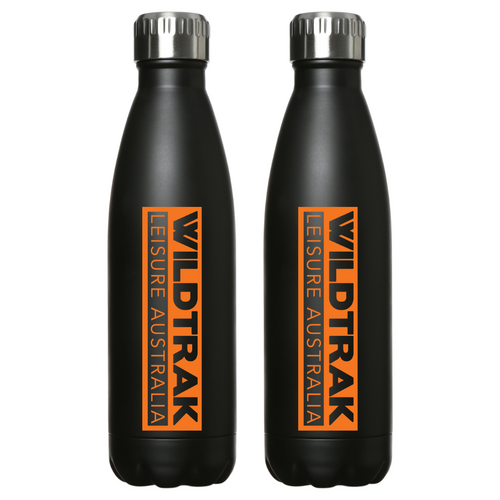 2x Water Bottles Stainless Steel 500ml Insulated Black Durable Metal