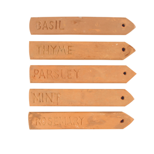 5pce Stakes Caharin Terracotta Herb Garden Markers, Veggie Garden Decor