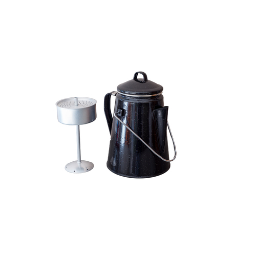 Premium Enamel Coffee Pot Percolator 2L 25x16x16cm Black, Durable