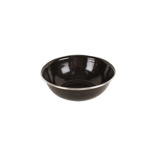 Premium Enamel Bowl 15x5cm Black Stainless Steel Rim Durable