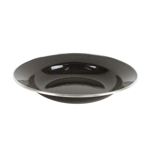 Premium Enamel Soup Plate 22x4cm Black Stainless Steel Rim Durable