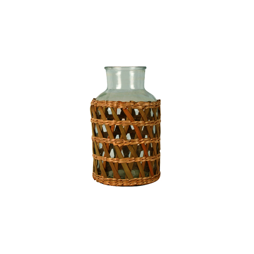 Maine & Crawford 30cm Archi Seagrass Woven Glass Vase Natural Decor