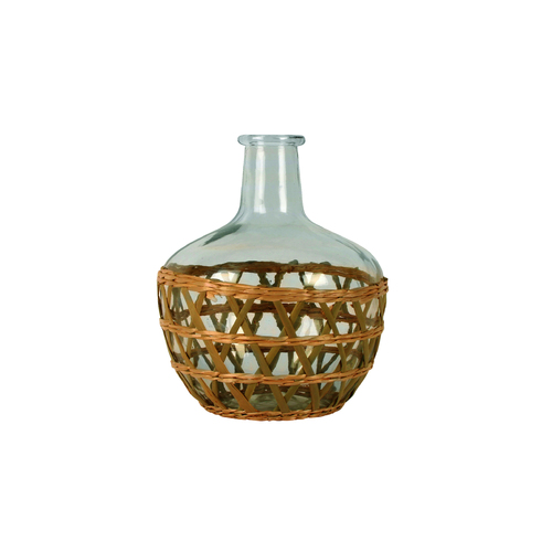 Maine & Crawford 26cm Tate Seagrass Woven Glass Vase Natural Decor