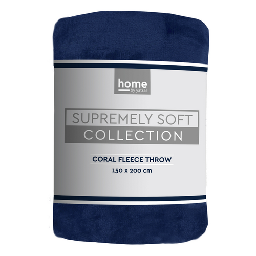 Navy Blue Coral Fleece Blanket Throw 150x200cm 1 Piece Supremely Soft