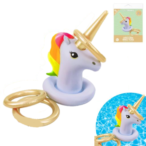 4pce Unicorn Ring Toss Game Inflatable Pool Toy 70cm Floating Summer Fun PVC