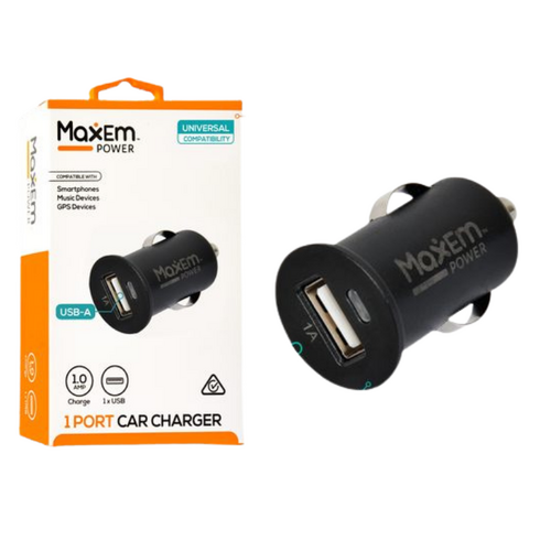 USB Car Charger 1A 1 Piece Black Universal Compatibility Phones, Gps or Music