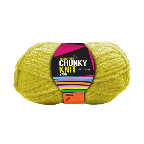 Bright Yellow Chunky Knitting Wool Yarn 100g 3 Ply 1 Roll Microfiber 100% Polyester