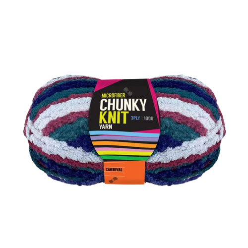 Carnival Chunky Knitting Wool Yarn 100g 3 Ply 1 Roll Microfiber 100% Polyester