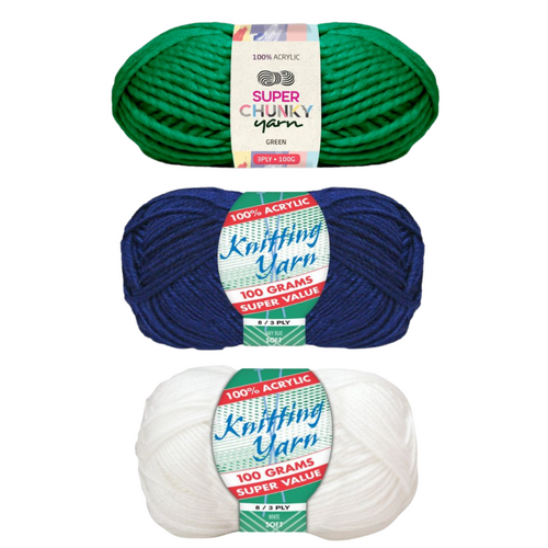 Raiders Footy Team Colours Knitting Wool Yarn 100g/Roll 3 Piece 100% Acrylic