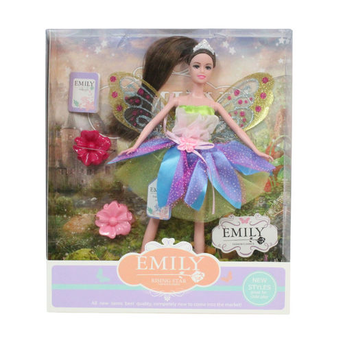 Kids Fairy Doll Glamour Princess Brunette 30cm 3pce Play Toy Set