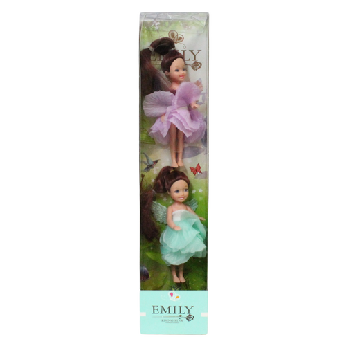 Kids Fairy Dolls Twin Pack in Cute Dress Small 13.5cm Aqua & Purple Set