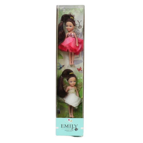 Kids Fairy Dolls Twin Pack in Cute Dress Small 13.5cm Pink & White Set