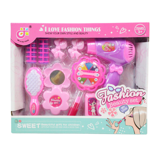 Kids Beauty & Hair Play Set 10pces in Pack Pink Salon Toy
