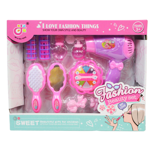 Kids Beauty & Hair Play Set 10pces in Pack Purple & Pink Salon Toy
