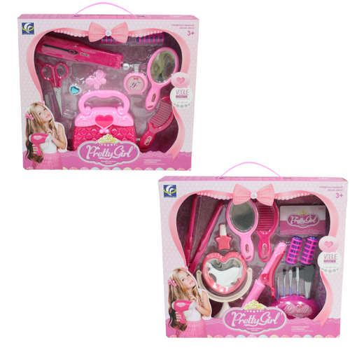 2x Kids Fashion Hairstyle Salon Play Toys Set Light Up Bundle