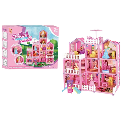 Kids Dream Castle DIY Assemble Pink Princess Dolls Play Set 274pce & Accessories