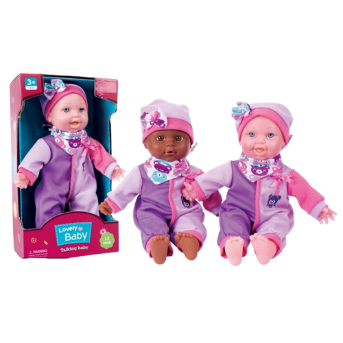 2x Kids Baby Doll Soft Body Makes Sounds 32cm Realistic Play Toy White & Black