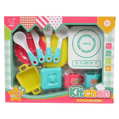 Kids Kitchen Play Set Stove Top Elec Chef House Toy Series 11pce Pack