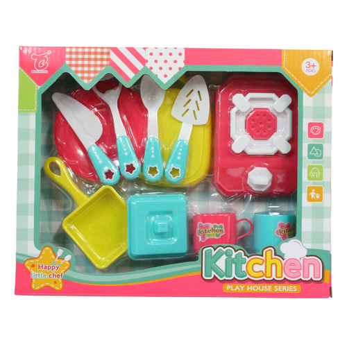 Kids Kitchen Play Set Stove Top Gas Chef House Toy Series 11pce Pack