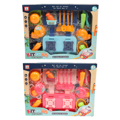 2x Kids Kitchen Play Sets & Cooking Accessories Boy & Girls Pack Role Play Bundle