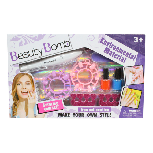 Nail Art Beauty Kit Paint, File, Decals & Buffer 11pce Set