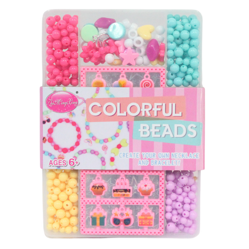 Kids Necklace & Bracelet Making Set Colourful 100's of Beads & Charms Design B