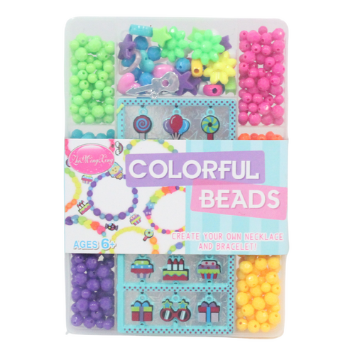 Kids Necklace & Bracelet Making Set Colourful 100's of Beads & Charms Design C