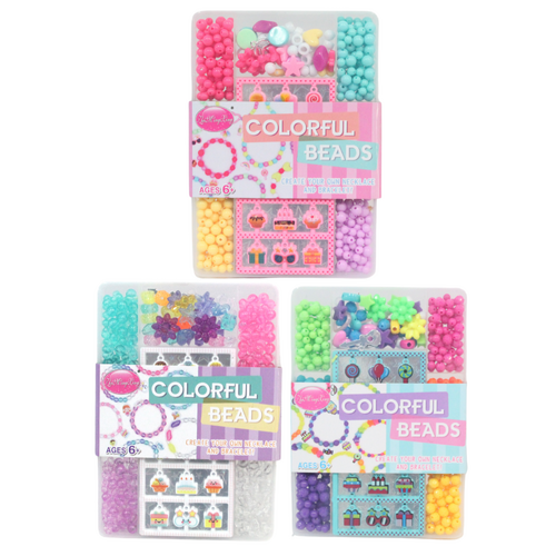 3x Kids Necklace & Bracelet Making Kits Colourful 100's of Beads & Charms Bundle