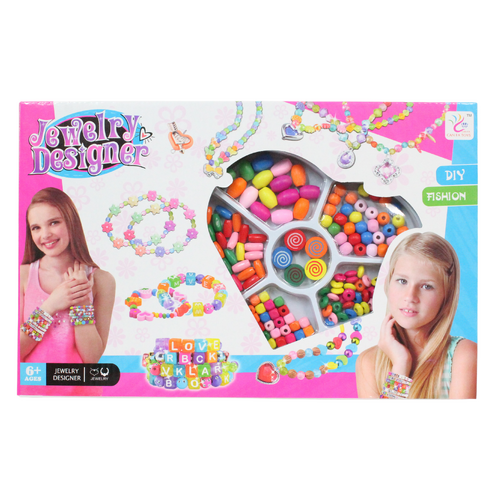 Kids Bracelet Making Kit Colourful Beads & Letters DIY Jewellery Set Rainbow