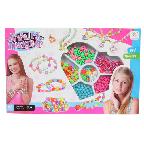 Kids Bracelet Making Kit Colourful Beads & Letters DIY Jewellery Set Pastel