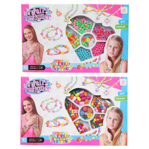 2x Kids Bracelet Making Kits Colourful Beads & Letters DIY Jewellery Bundle