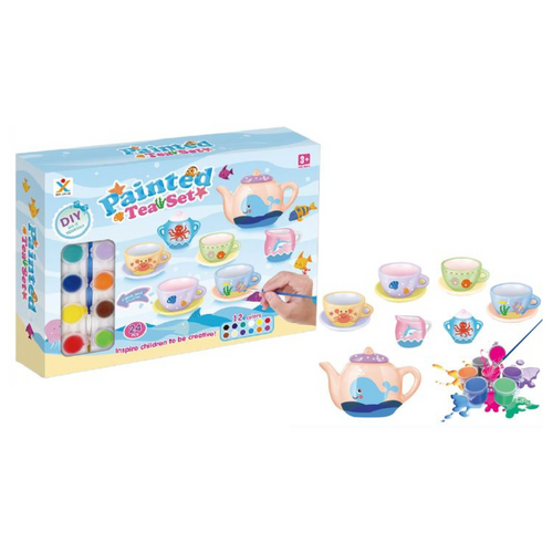 Ceramic Tea Party Set Paint Your Own Kids DIY Craft Art Activity 24pce Kit