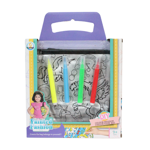 DIY Paint Fashion Tote Handbag 5pce DIY Colouring In Unicorn Design