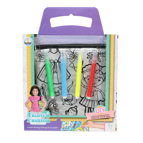 DIY Paint Fashion Tote Handbag 5pce DIY Colouring In Clothing Design