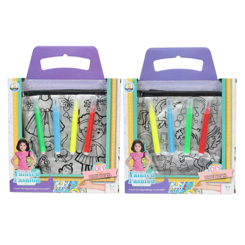 2x DIY Paint Fashion Tote Handbags DIY Colouring In 2 Designs Bundle
