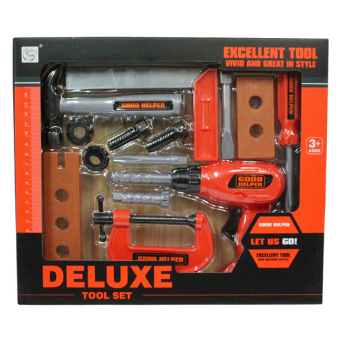 Kids Tools Play Set Deluxe 14pce Kit Hardware Handy Man Work Toys C