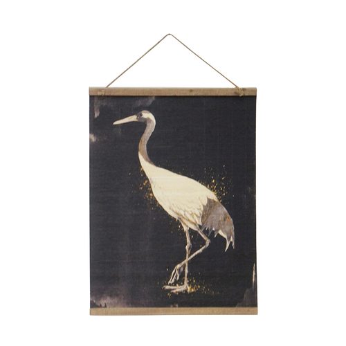1pce 83x60cm Single Stork Artwork Print Rolled Up Hanging Wall Art with Wooden Frame