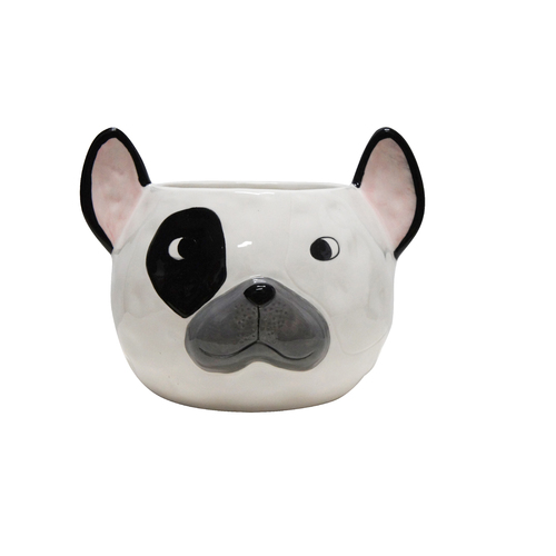 1pce 15x20cm Frenchie Dog Ceramic Planter Pot Glazed Cute Succulent Holder 