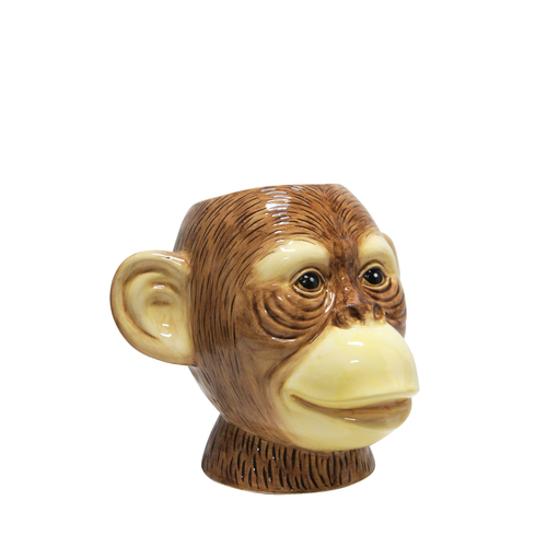 1pce 17x20cm Monkey Head Ceramic Planter Pot Realistic Detail Glazed