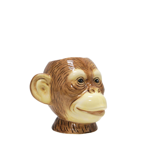 1pce 11x14cm Monkey Head Ceramic Planter Pot Realistic Detail Glazed